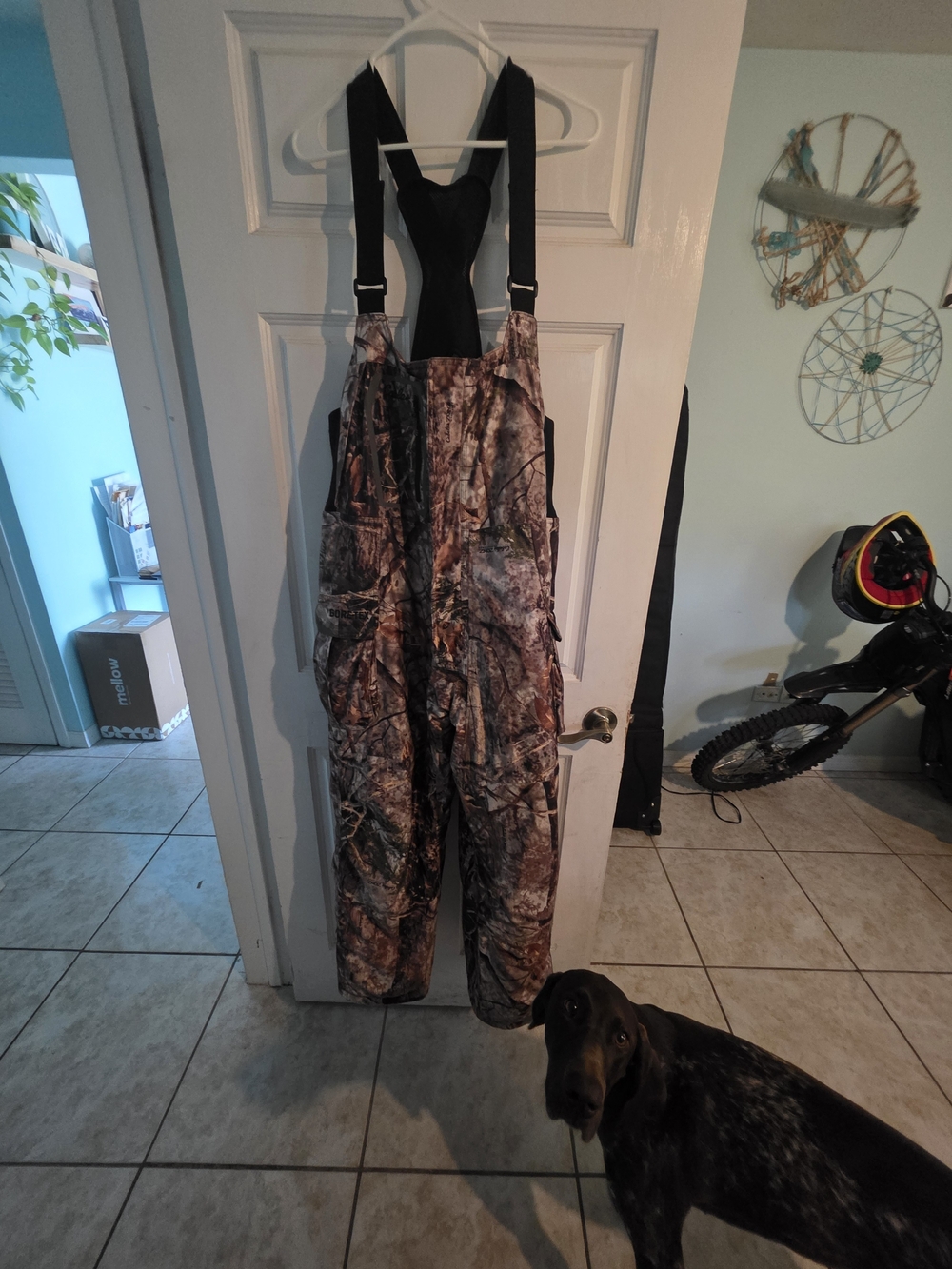 Cabela's Realtree Camo Bib Overalls with Black Suspenders